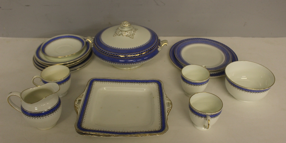 A blue and white pottery 'Princess' dinner service W Hulme Reliable Burslam, together with a Radford