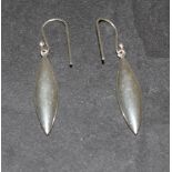 A pair of white metal drop earrings, of elongated ovoid form, 4.7grams in good condition
