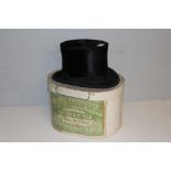A Campbell Brown (21 English Street, Carlisle) Top hat 20cm x 15.5cm inner dimensions, with