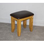 A modern blocked oak leather upholstered dressing stool 44cm x 45cm x 33cm very good clean