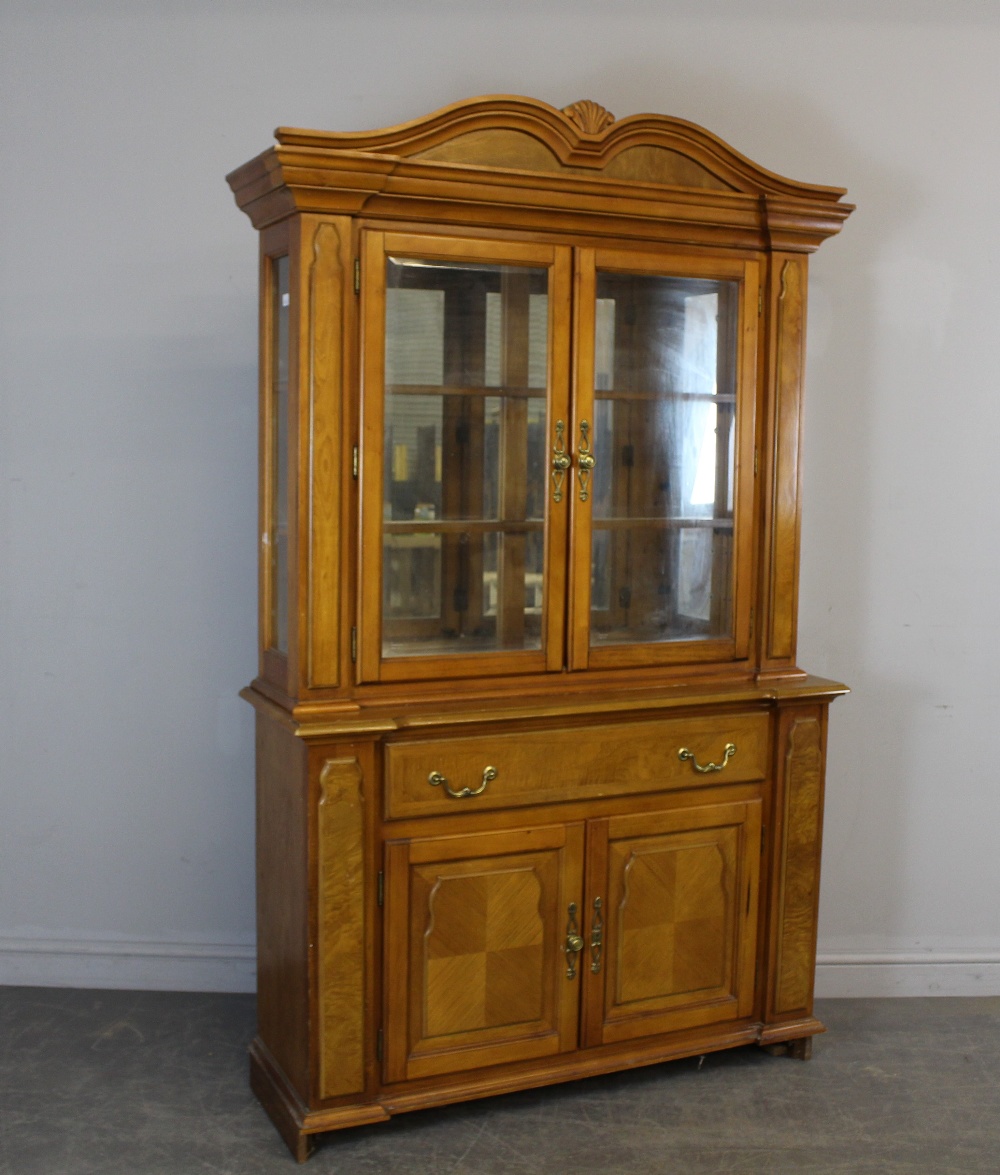 A modern walnut effect display cabinet in the antique style 203cm x 120cm x 40cm slight damage to - Image 2 of 2