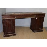 A 19th century mahogany pedestal sideboard, the oblong top with three blind frieze drawers over
