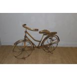 A metal model bicycle garden ornament 78cm x 121cm some corrosion but generally good.