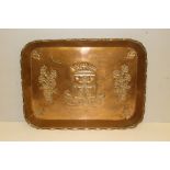 1930's French souvenir hand embossed copper tray
