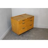 A John & Sylvia Reid for Stag-Fineline, a 1960's birch wood chest of drawers, comprised of two banks