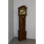 A modern mahogany Westminster chime grandmother clock, by Richard Broad, Bodmin Cornwall. The arched