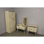 A 1950's/1960's John Citizen Furniture marble effect melamine three-piece bedroom suite,