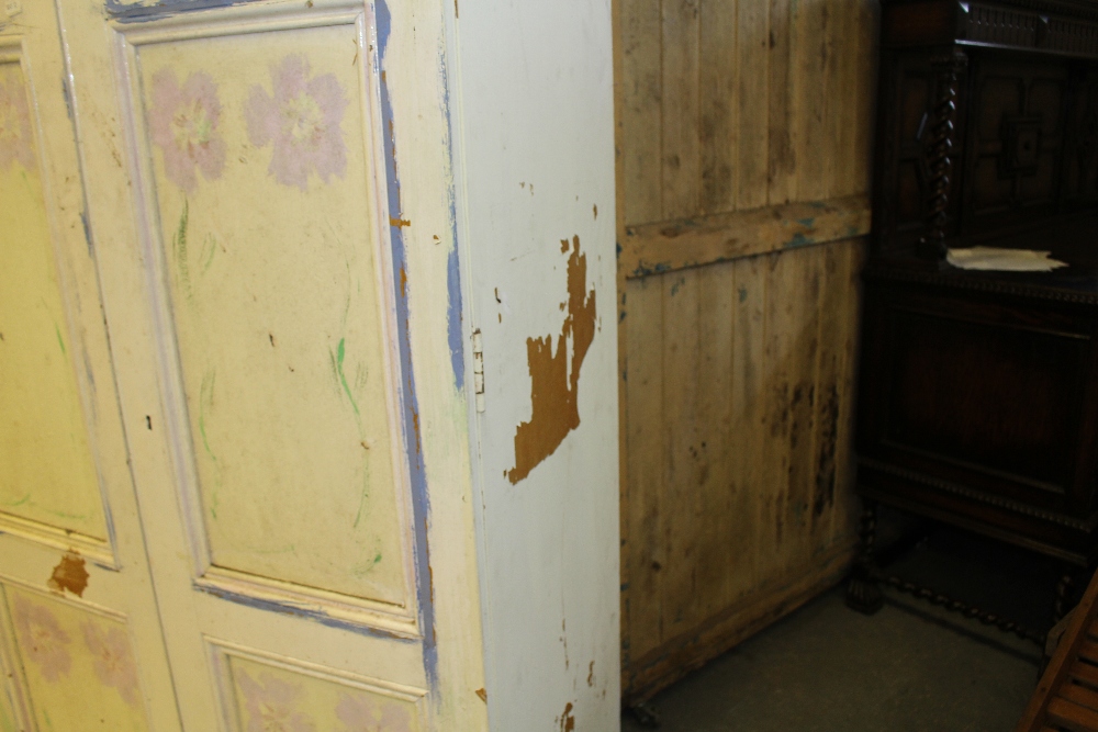 A large 19th century painted pine cupboard, with two triple panelled doors enclosing the internal - Image 5 of 5