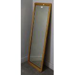 A large oblong light oak dressing mirror, with bevelled plate 132cm x 47cm good condition.