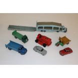 A small selection of vintage Dinky model vehicles, Heavy Tractor, Austin Somerset, Leyland Comet,