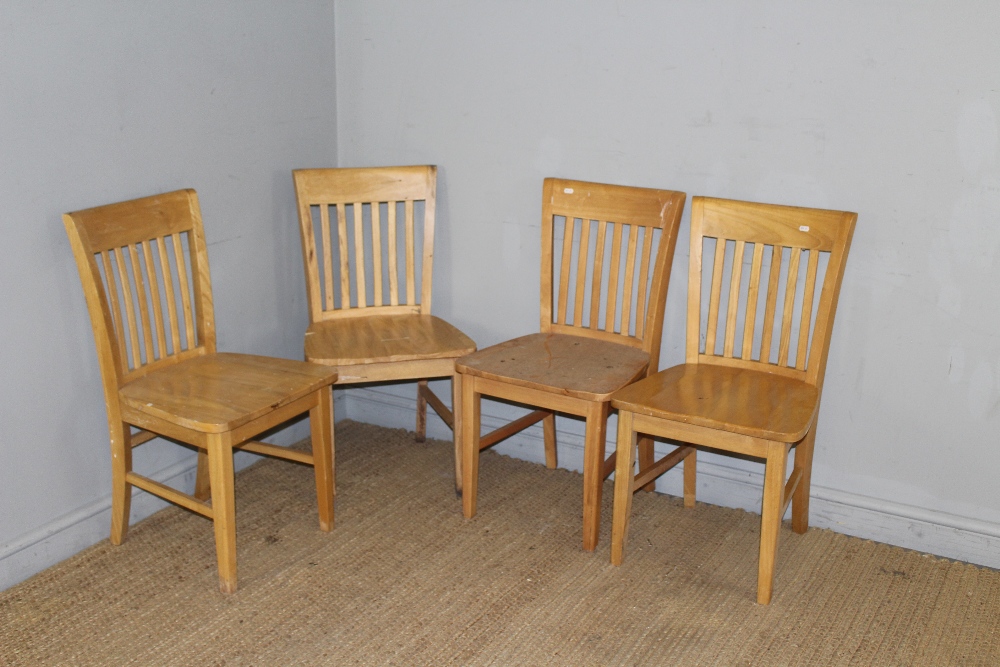 A set of four imported beechwood style kitchen chairs 88cm sold with a set of six Swedish 'Olga'