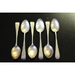 A set of six Old English pattern silver teaspoons, foliate engraved, Sheffield 1900, John