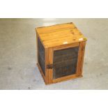 A vintage pine meat safe, of traditional form with mesh panels 46cm x 40cm x 36cm in good