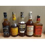 Three old 75cl bottles of Kentucky Straight Bourbon Whisky - Very Old Barton, Old Taylor & Hiram