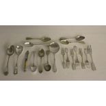 A small quantity of mixed flatware and flatware, used condition, with some denting.