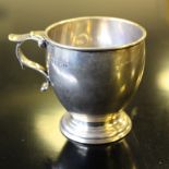 A George V silver christening tankard, engraved initials JMR, marks for London 1927, marks worn 8cm,