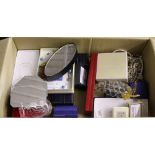 A box of costume jewellery including Swarovski, Swarovski grapes etc.