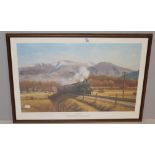 After Eric Bottomley, polychrome print 'The Lakes Express' framed and glazed, 34cm x 55cm in good