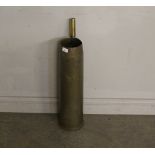 A large brass shell case (Drill) N5 dated 1958 58.5cm together with a small unmarked shell case 11cm