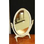 A white and gilt painted dressing table mirror 51cm some wear and paint cracking