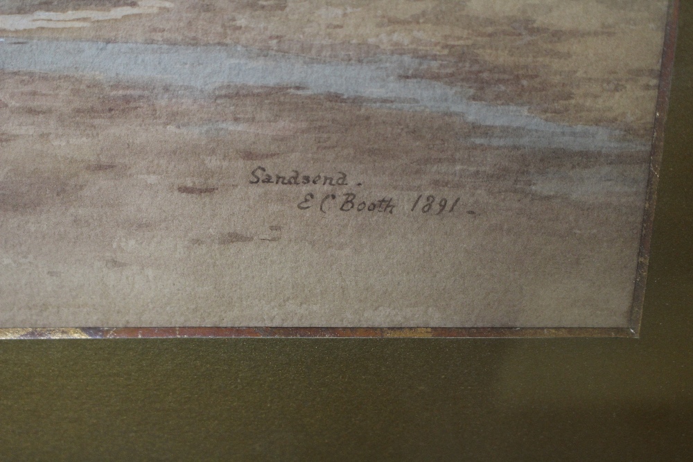 Edward C Booth (1821-1893) Watercolour - 'Sandsend’ signed and dated 1891 within a gilt card mount - Image 5 of 5