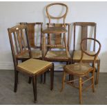 A group of six mixed chairs, used condition.