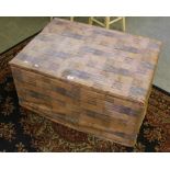 A large material covered Ottoman, with lead lining 47.5cm x 90cm x 66cm required re-covering