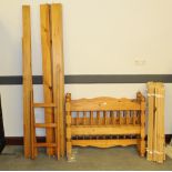 A set of modern pine bunk beds, with ladder and slats, with fixings.