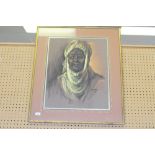 Tina Ahmed, pastel, Portrait of an Arabian man, 60cm x 50cm, signed and dated '90, in gilt frame and