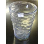 A large pale blue Whitefriars glass vase with waved ribbed design by Mariott Powell 29.5cm some wear