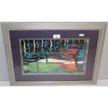Judith Valentine (Local) Harbour Reflections: Oban, gouache and ink, unsigned, attached label,