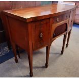 George III mahogany bowfront sideboard of small proportion, inlaid with ebonised stringing and