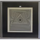 J Wilcock, print, 'Black & White Metamorphosis' entitled, signed and dated 1972 in pencil to margin,
