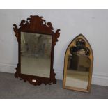 A mahogany rectangular mirror of George II style, 76cm x 48cm and a painted wood frame mirror of