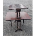 An unusual late Victorian mahogany Sutherland style two tier drop leaf dumb waiter, canted top