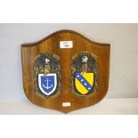 A Macaulay Mann Heraldry wall plaque, with arms for De Fyn and Witter 27.5cm x 27cm good condition.