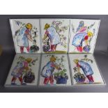 20th Century - Set of six watercolour and pastel works - Gardening scenes, each 39cm x 29cm, all