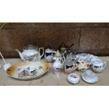 A quantity of steins and mixed decorative china, some damaged