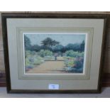 H Terry, watercolour 'The Japanese Fountain' Batsford Gardens, Moreton in the Marsh, within a