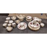 A Grafton part tea service and a Colclough part tea service including incomplete cake stand