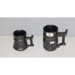 A Prinknash pewter lustre tankard with ribbed body and scrolled handle 13cm together with a