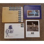 A US First Day of Issue 'First Man on the Moon' September 9th 1969 10c stamp, issued by Imtra