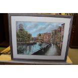 Bernard McMullen (1952-2015) - Pastel - Venetian canal scene, signed, 54.5cm x 75cm, within a card