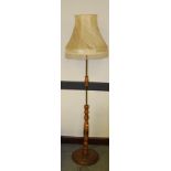 A turned elm and copper standard lamp, with shade 180cm some mould stains to shade.