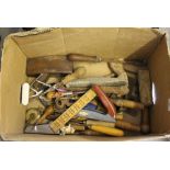 A box of mixed tools, rasps, planes etc.
