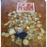 A mixed lot of GB and world coinage, including some commemorative