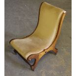A Victorian mahogany scrolled nursing chair, 79cm some turned roundals missing, marks and
