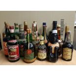 1960's 73cl bottle Inca Pisco and sixteen old bottles of mixed Italian liqueurs
