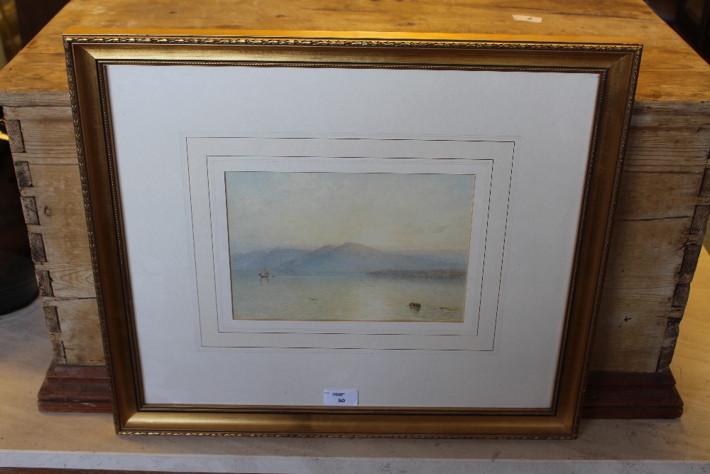 Attributed to George Arthur Fripp RWS (1813-1896) watercolour, coastal/lake scene, within a washline