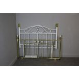A modern white painted and brass effect double head and foot board, antique style 139cm wide, slight